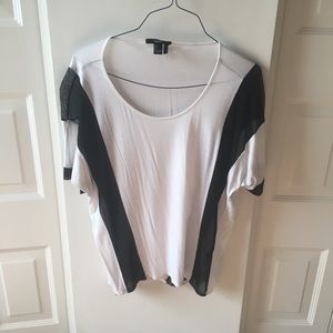 White Tee with Black Mesh Accents!